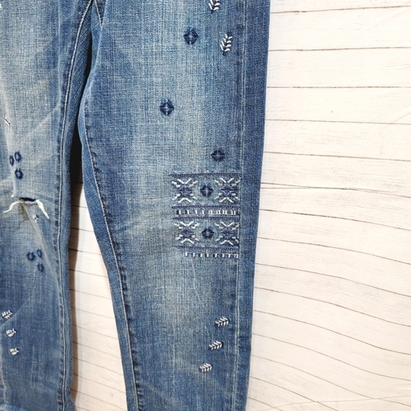 ANTHROPOLOGIE PILCRO & THE LETTERPRESS EMBROIDERED SLIM BOYFRIEND JEANS, SZ 25 - Picture 2 of 9